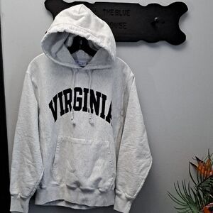 Vintage Champion Virginia Gray Heavy Cotton Thick Weave Hoodie Size Medium